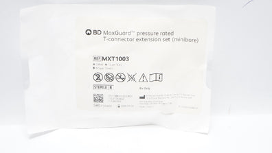 BD MXT1003 MaxGuard Pressure Rated T-Connector Extension Set 0.8ml x 6inch(Appx)